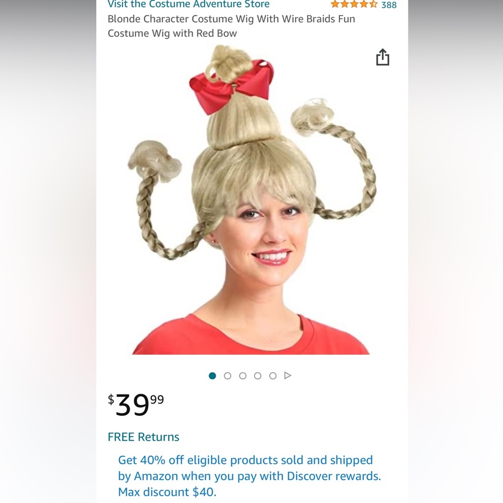 Cindy Lou Who Grinch wig